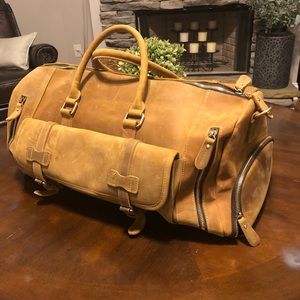 Leather Weekender Bag with Shoe Compartment